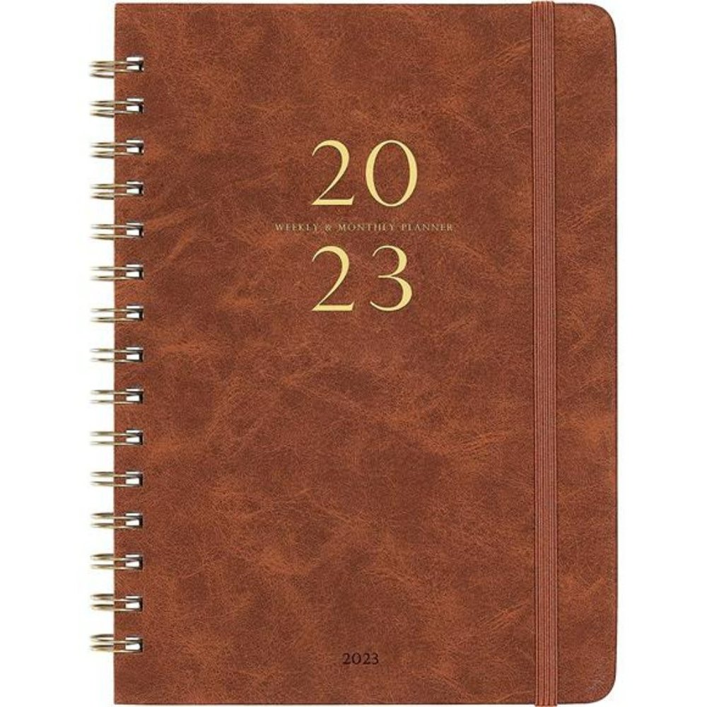 2023 Planner - Weekly & Monthly Planner 2023 with 12 Monthly Tabs - Brown